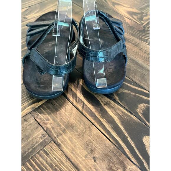 Vionic Sandals Women 8 Black Leather Orthotic Comfort Walking Travel Summer Shoe - Picture 4 of 9